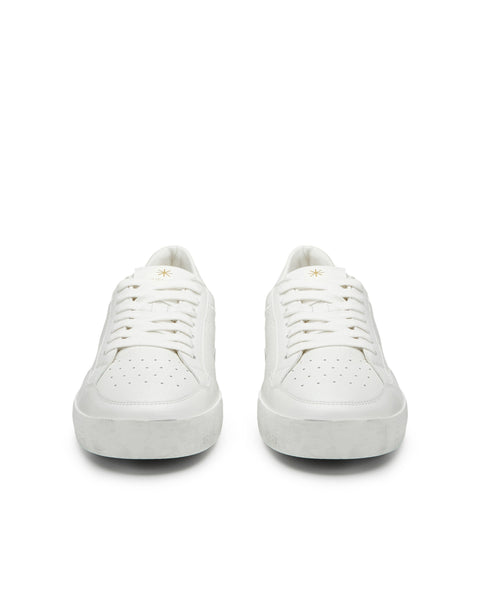 white leather mix sneakers