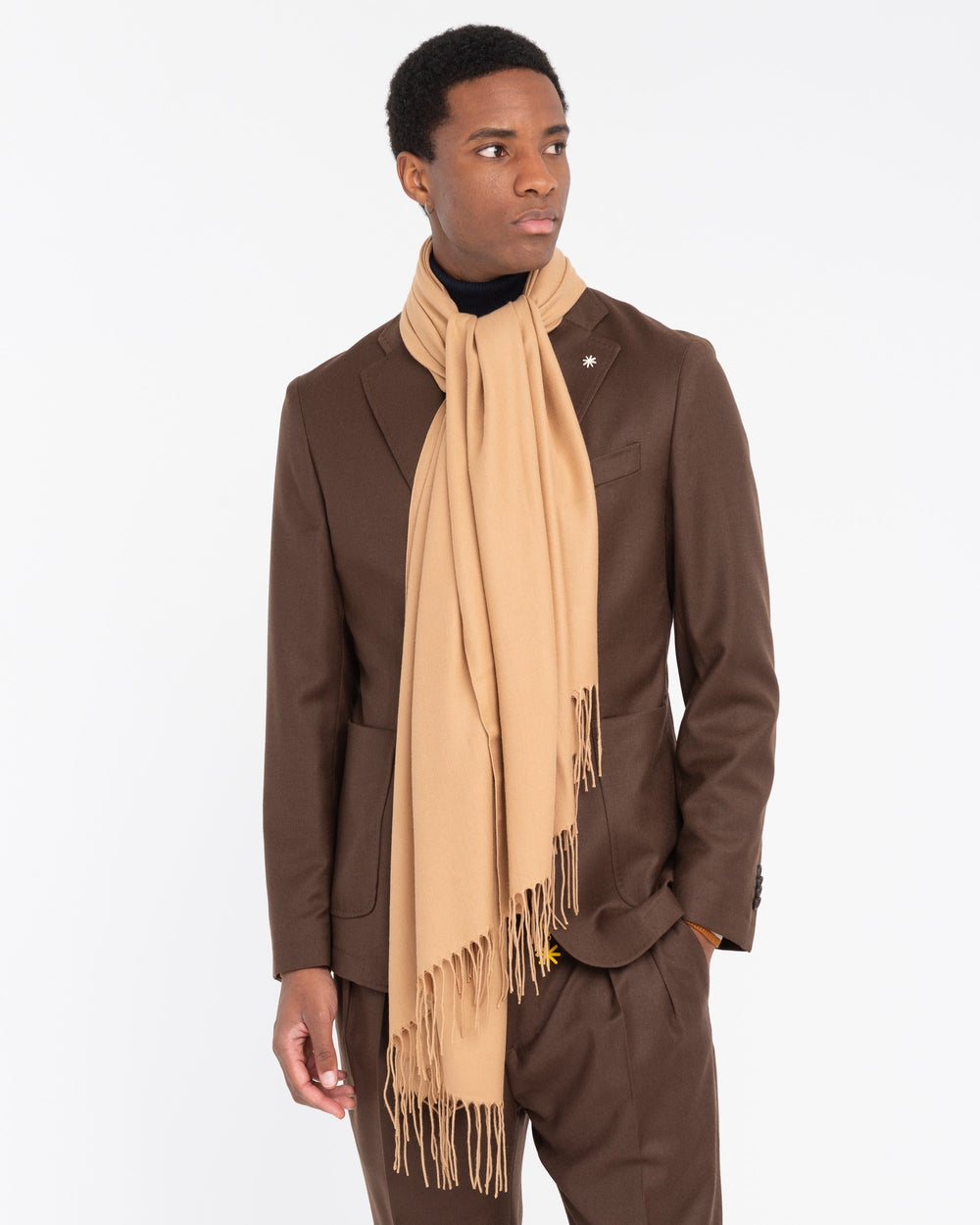 beige viscose blend scarf