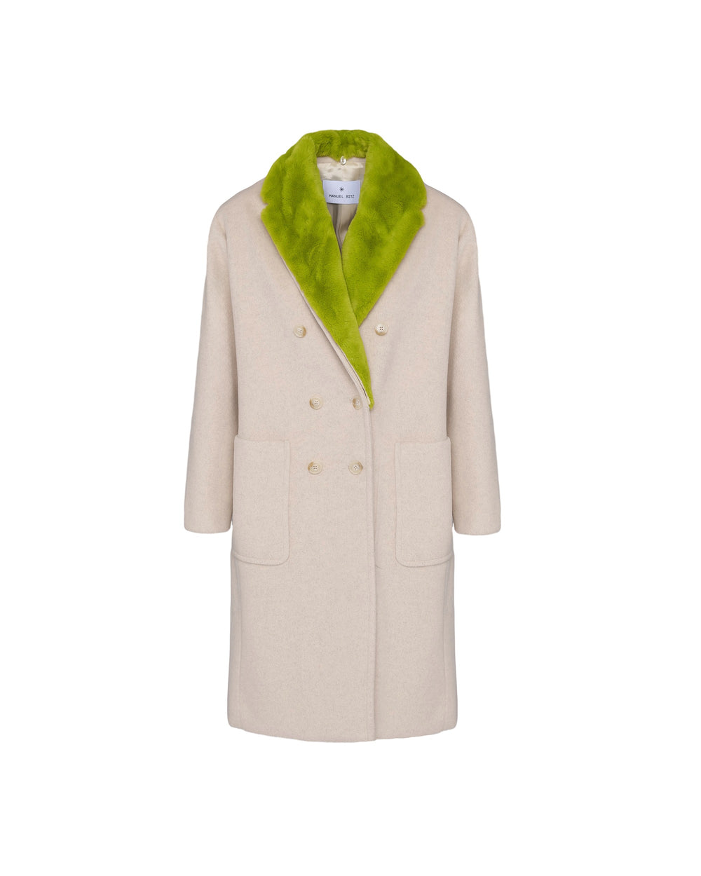 beige double breasted viscose blend cloth coat