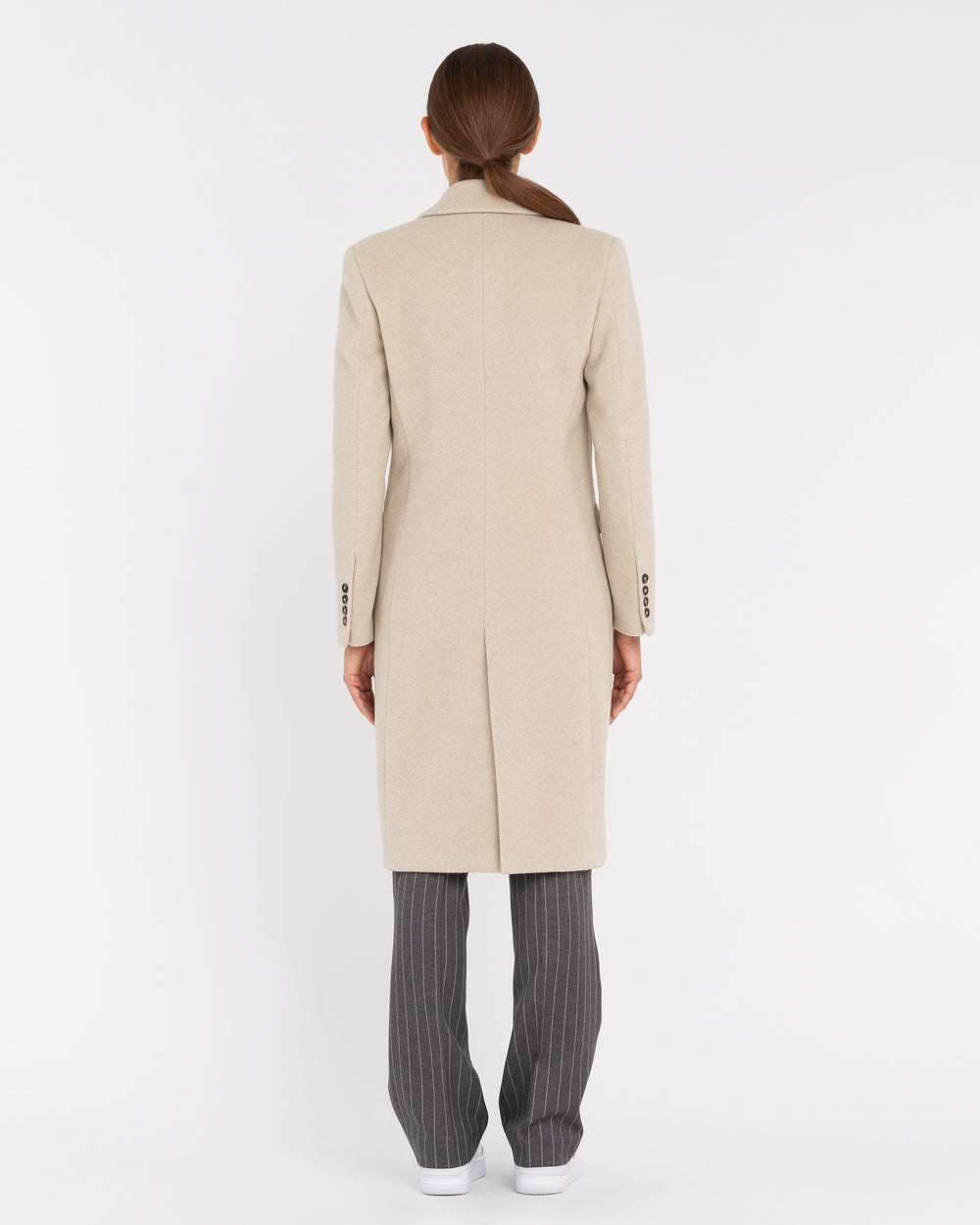 beige double breasted viscose blend cloth coat