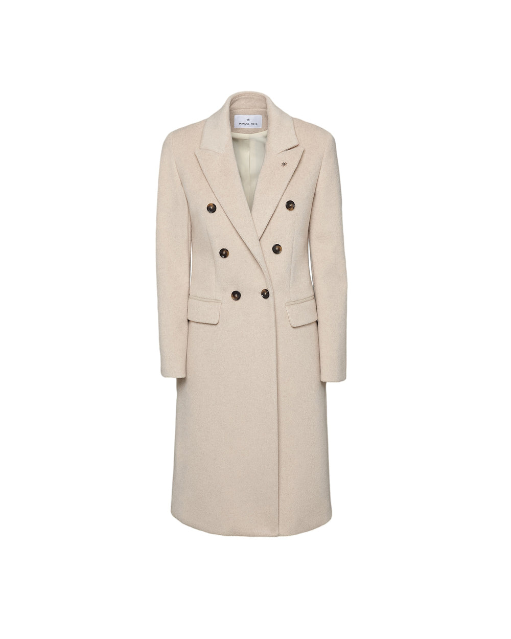 beige double breasted viscose blend cloth coat