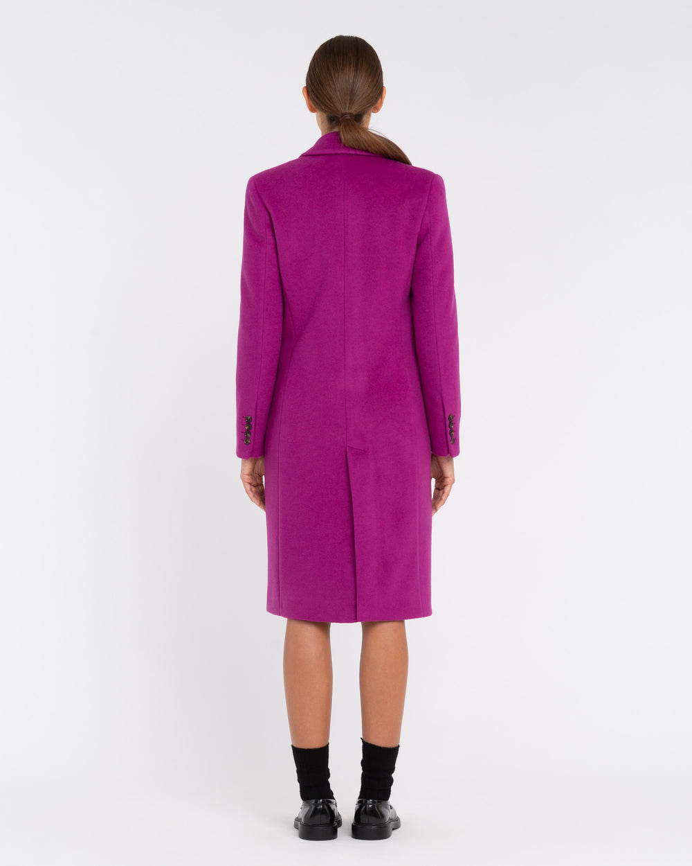 violet double breasted viscose blend cloth coat