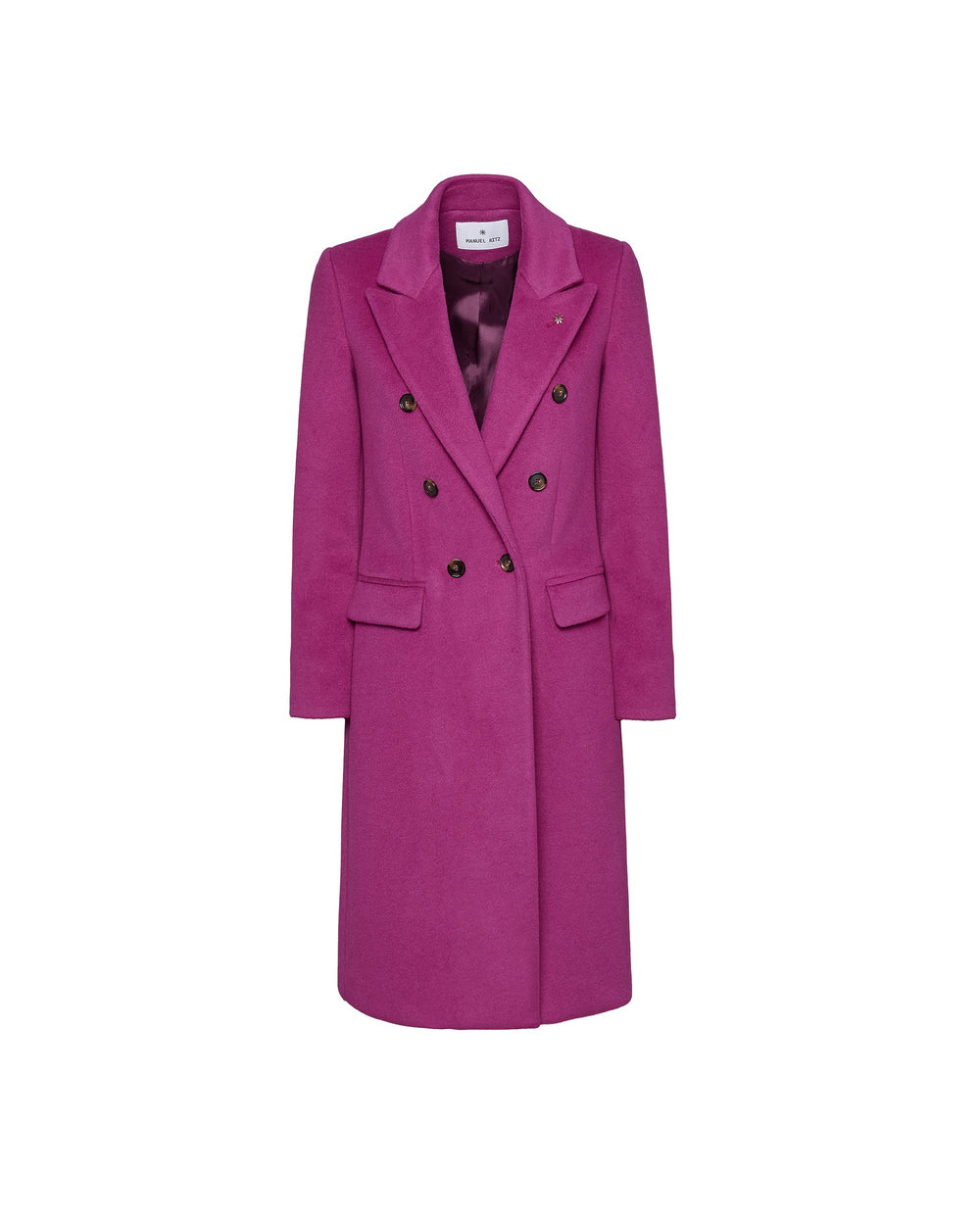 violet double breasted viscose blend cloth coat