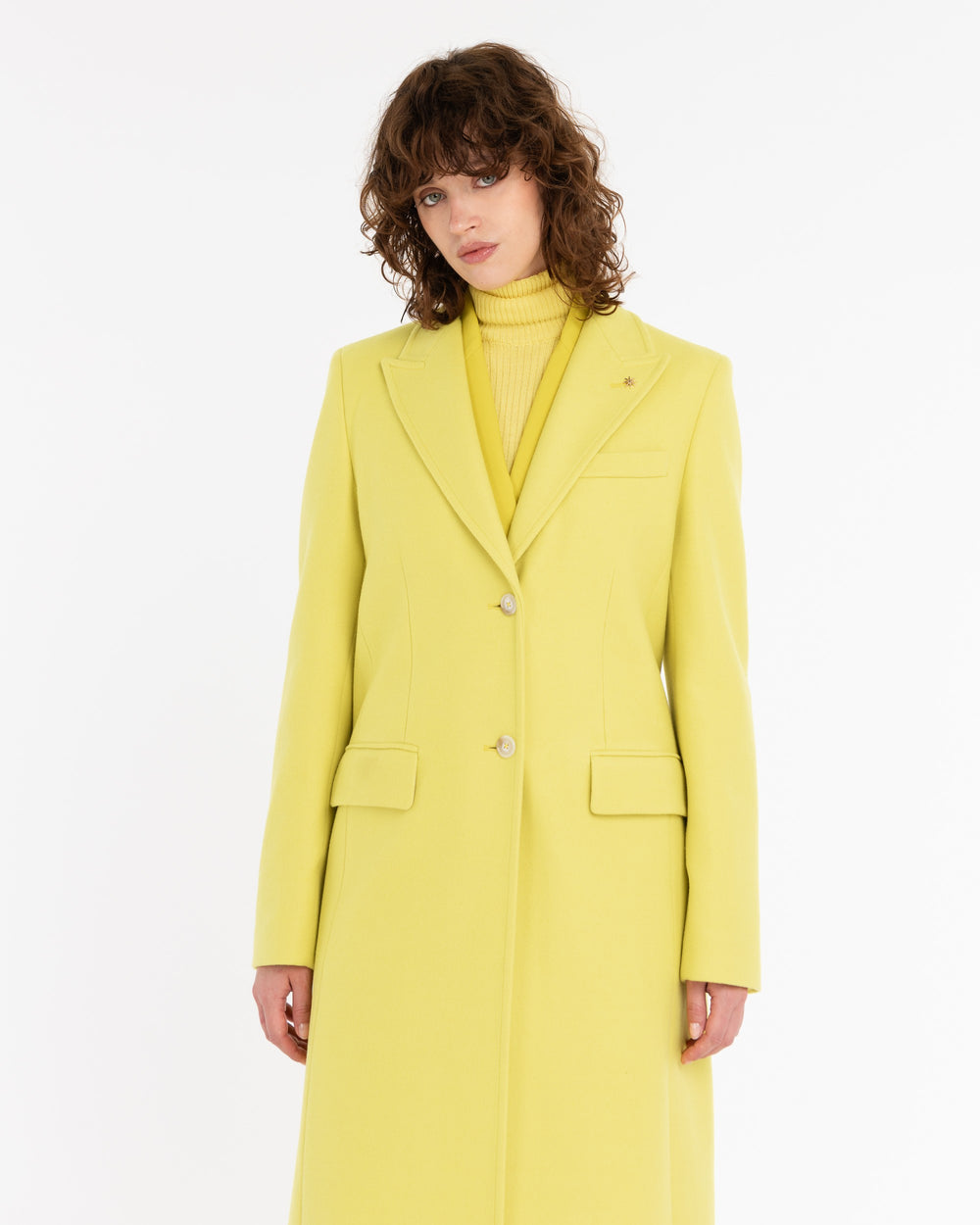 yellow wool blend cloth coat