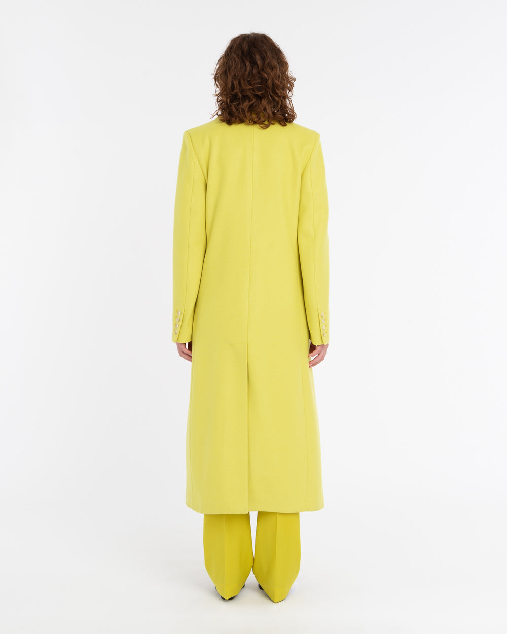 yellow wool blend cloth coat