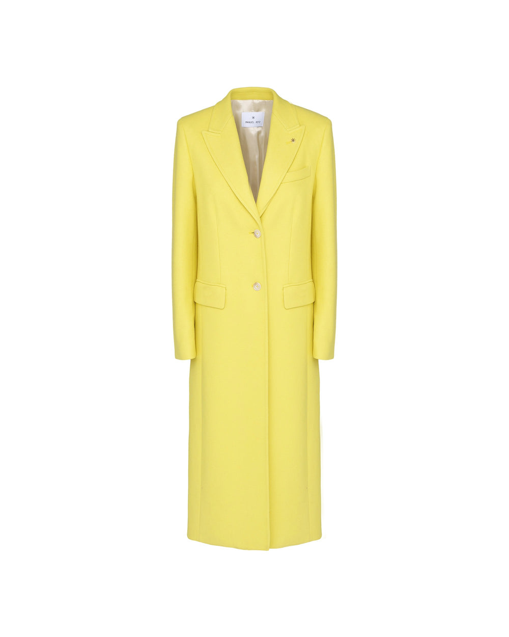 yellow wool blend cloth coat