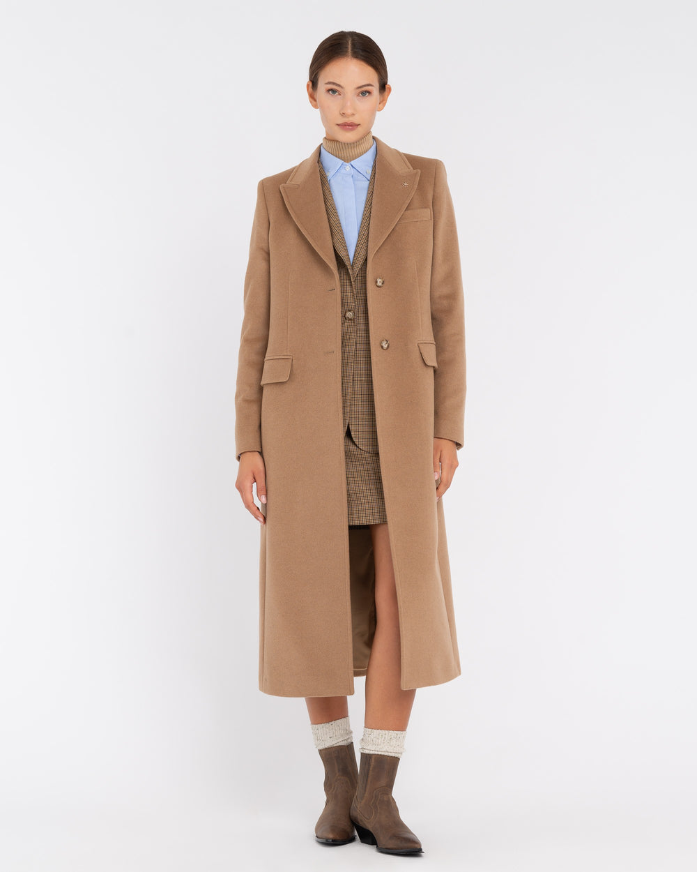 beige cashmere wool cloth coat