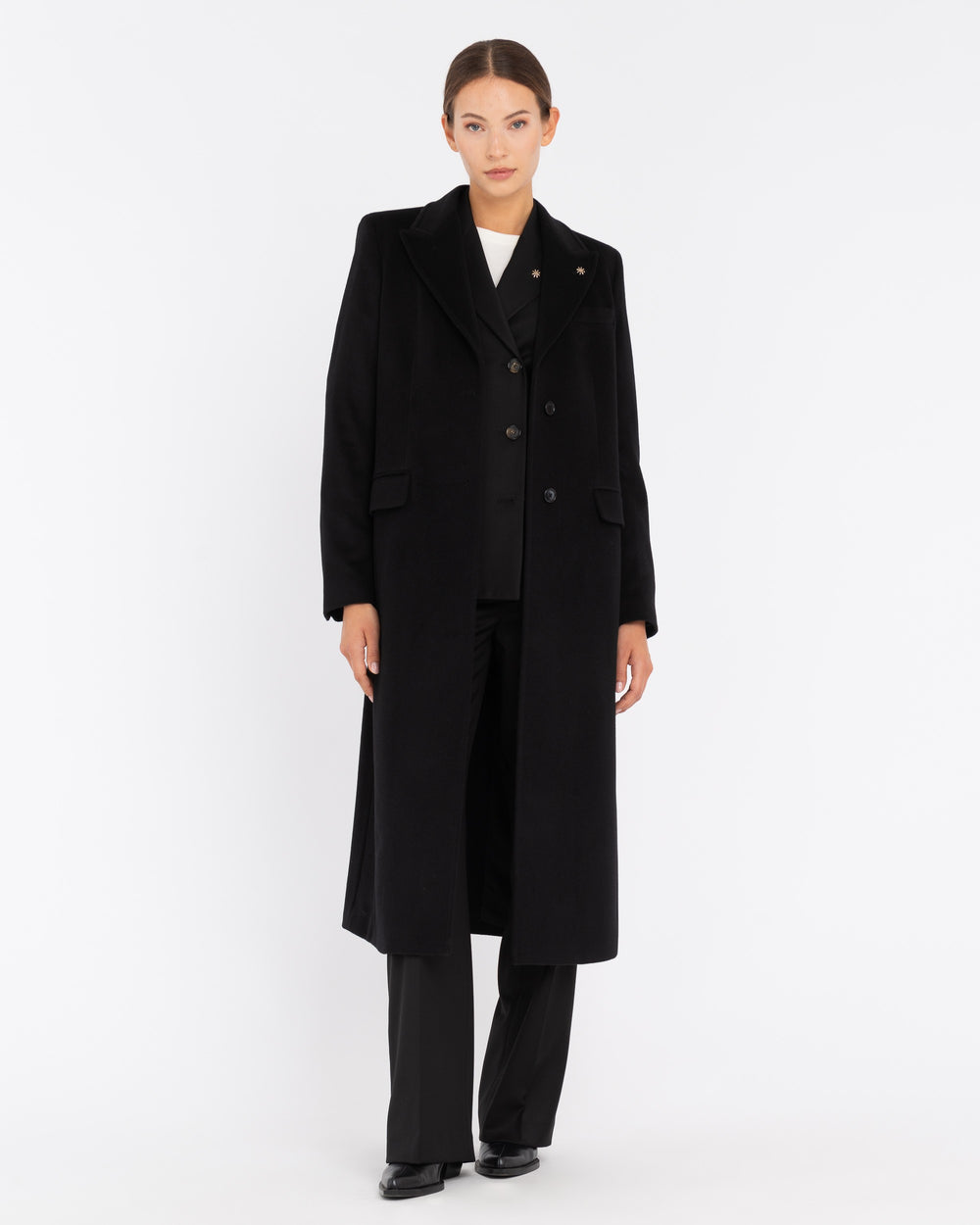 black cashmere wool cloth coat