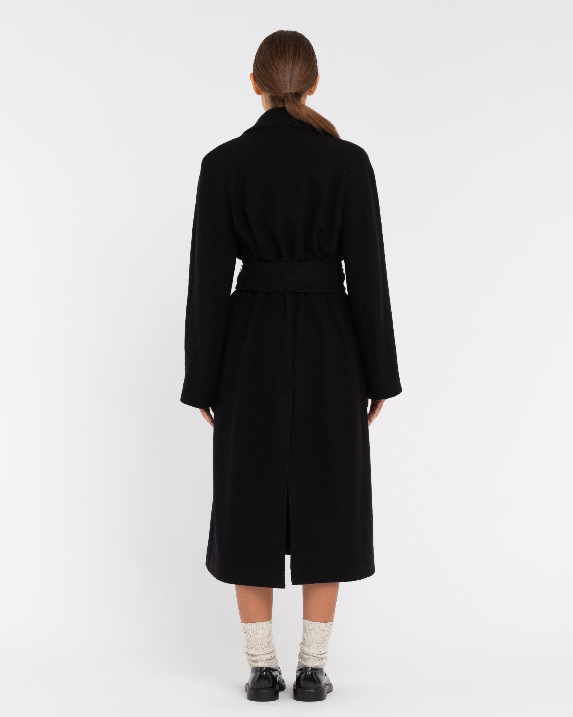 black boiled wool coat with belt Manuel Ritz Official