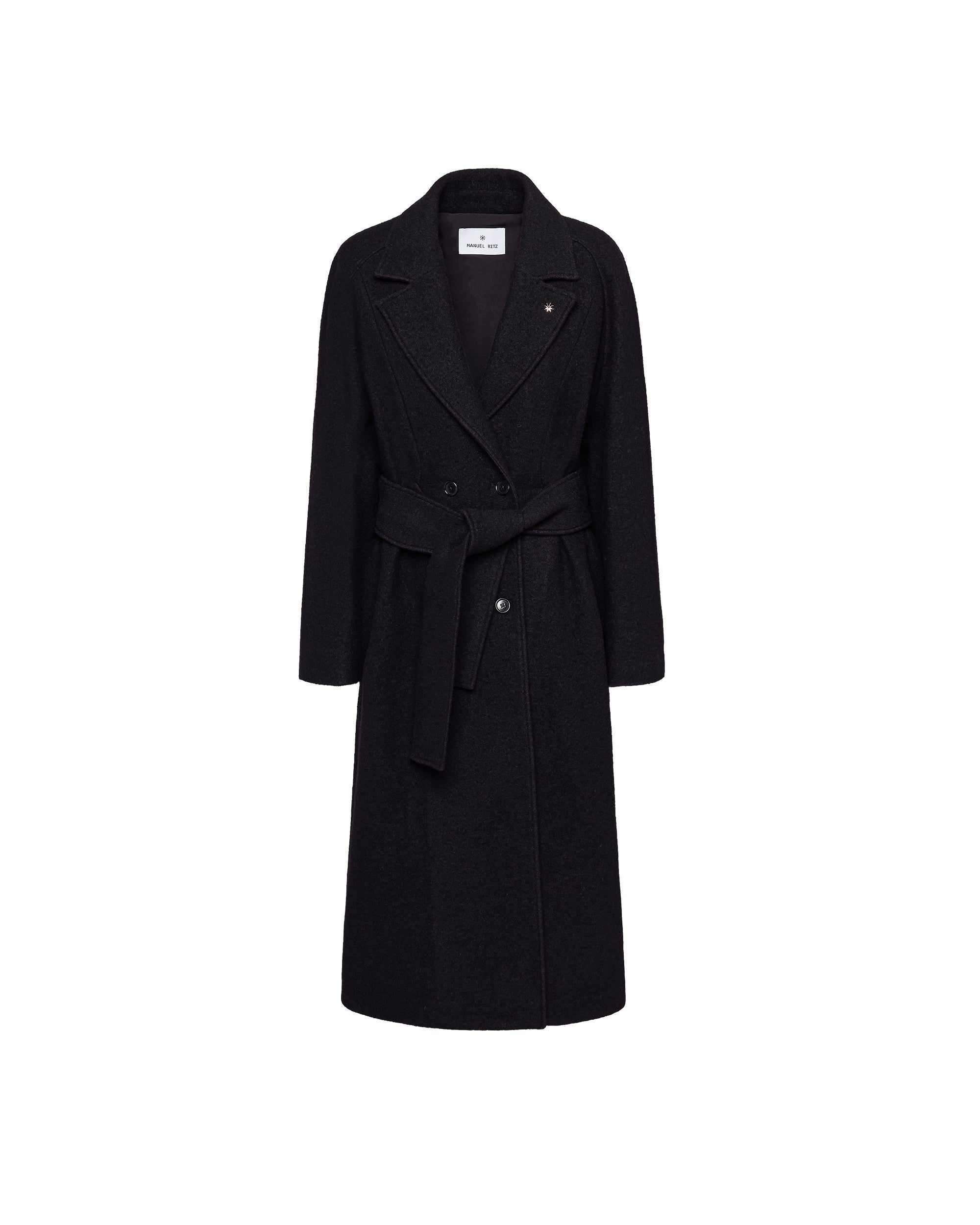 black boiled wool coat with belt Manuel Ritz Official