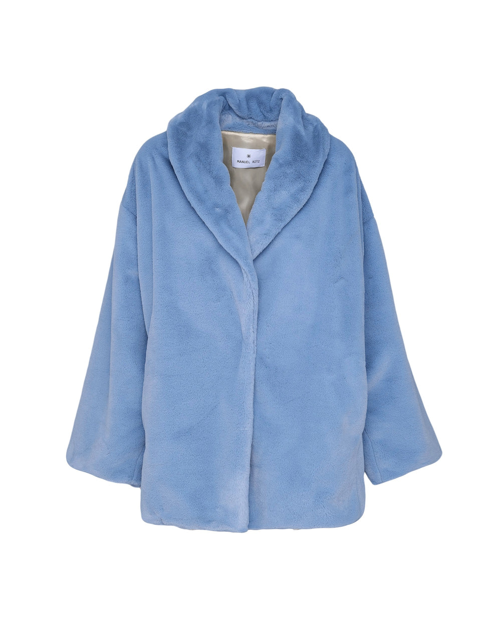 sky blue faux fur coat