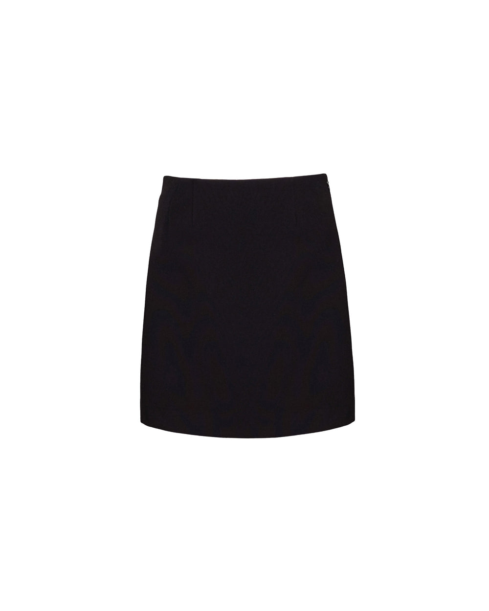 black stretch viscose poly mini skirt