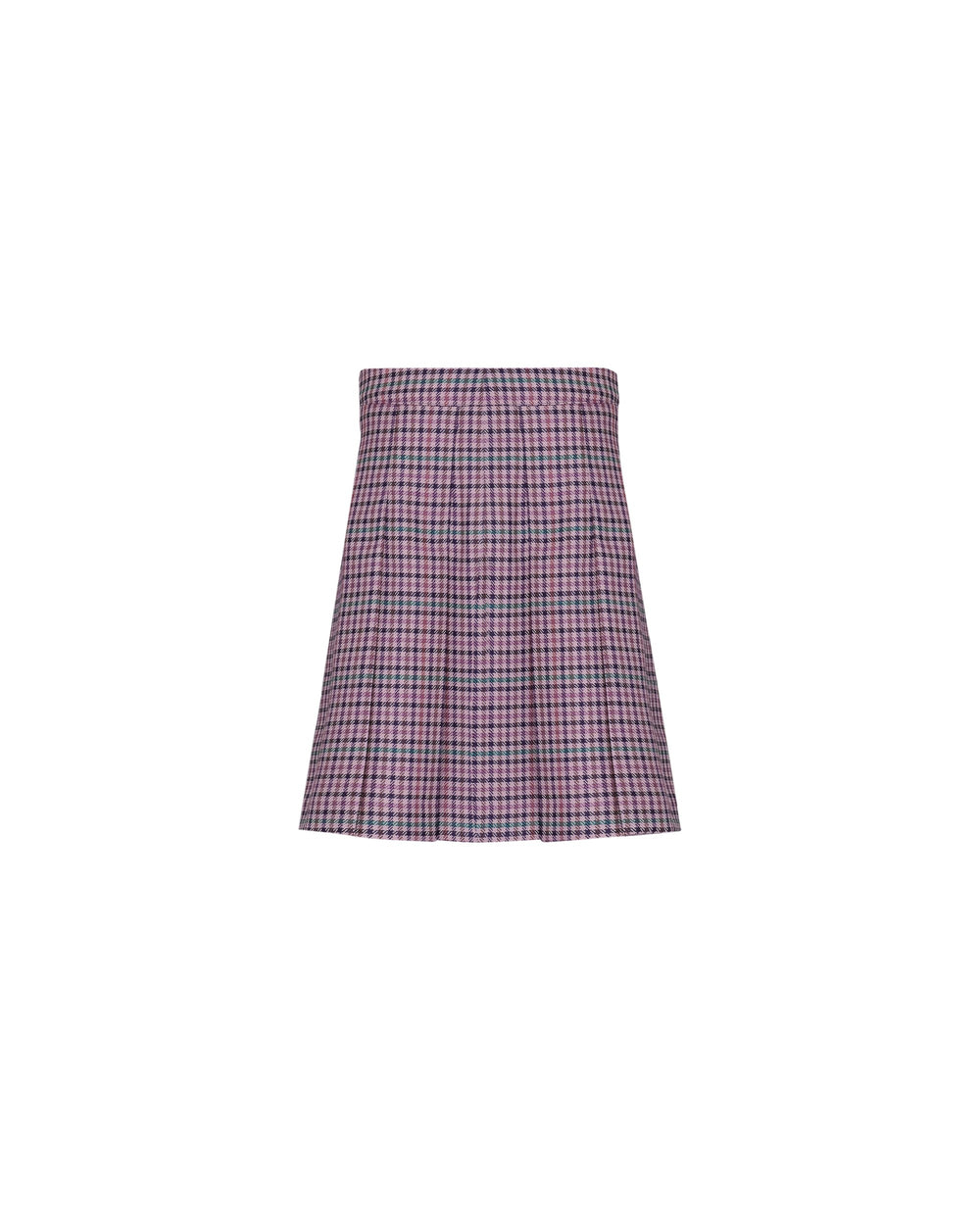 violet wool pied de poule pleated skirt