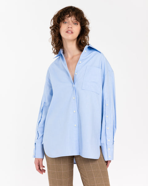 sky blue cotton twill over shirt