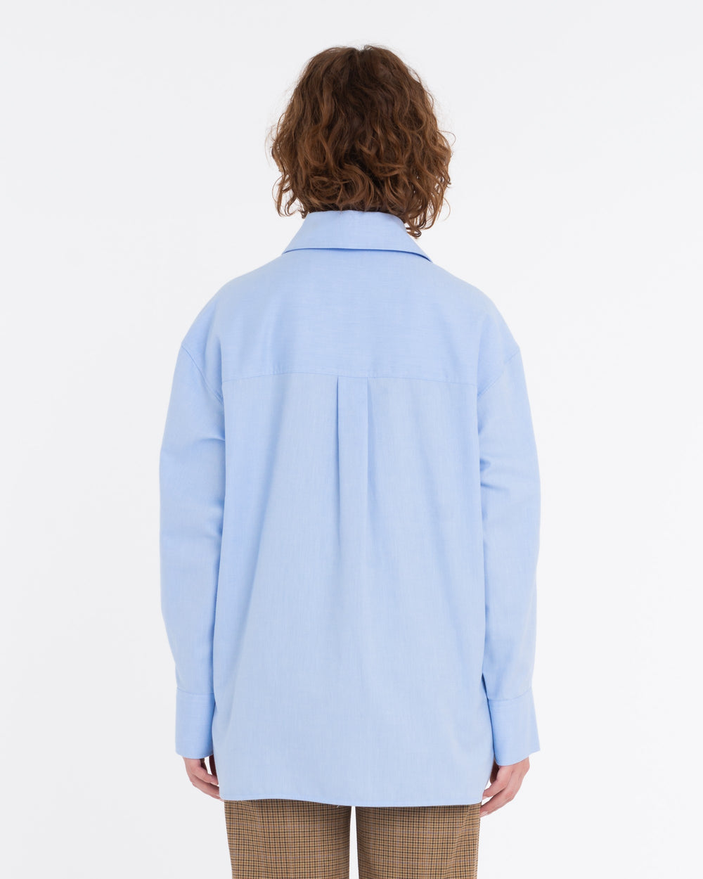 sky blue cotton twill over shirt