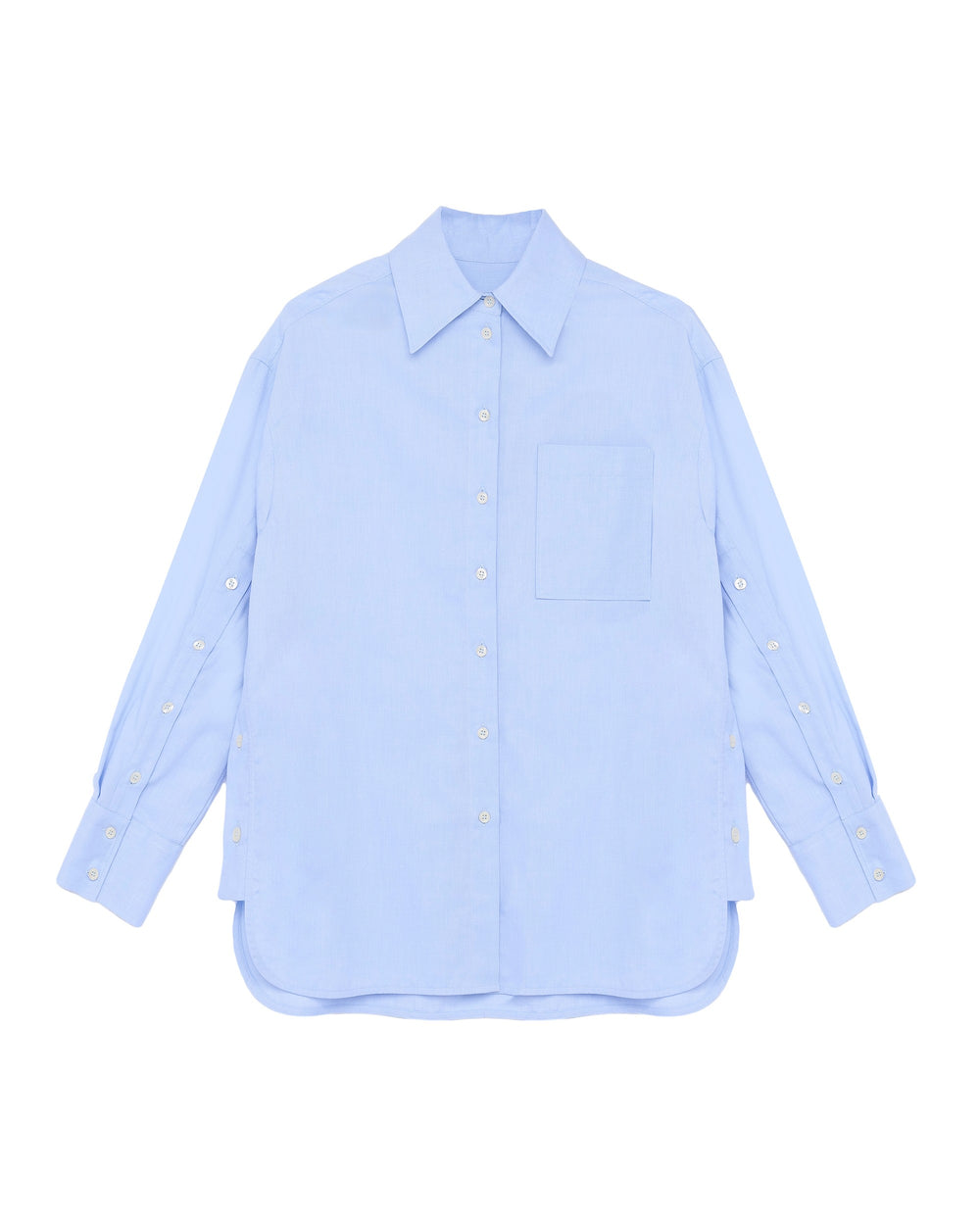 sky blue cotton twill over shirt