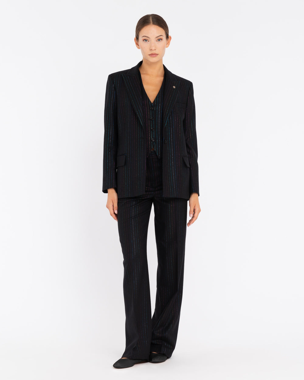 black lurex coloured wool blend blazer