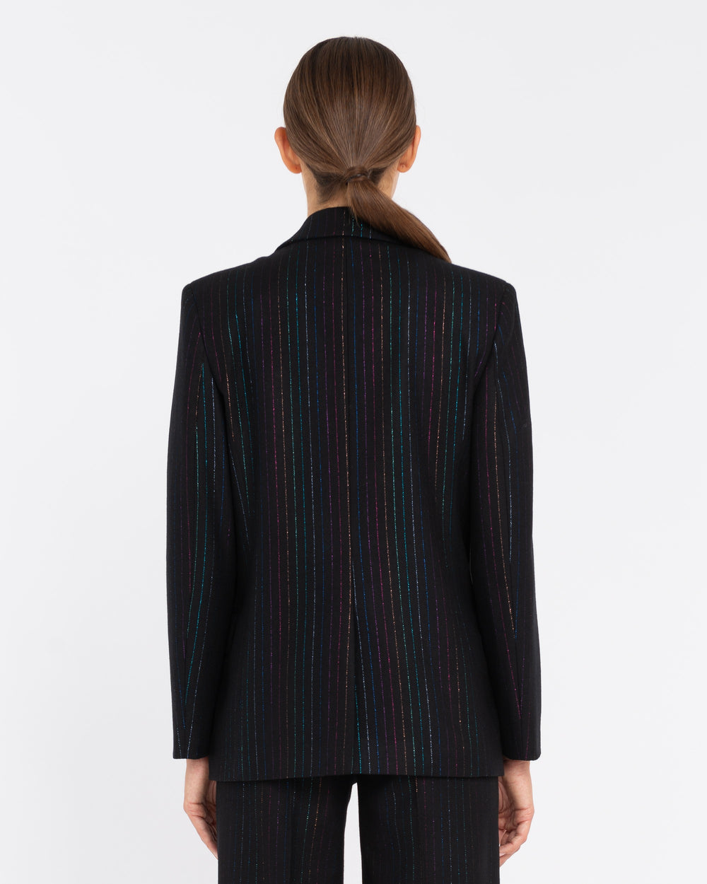 black lurex coloured wool blend blazer