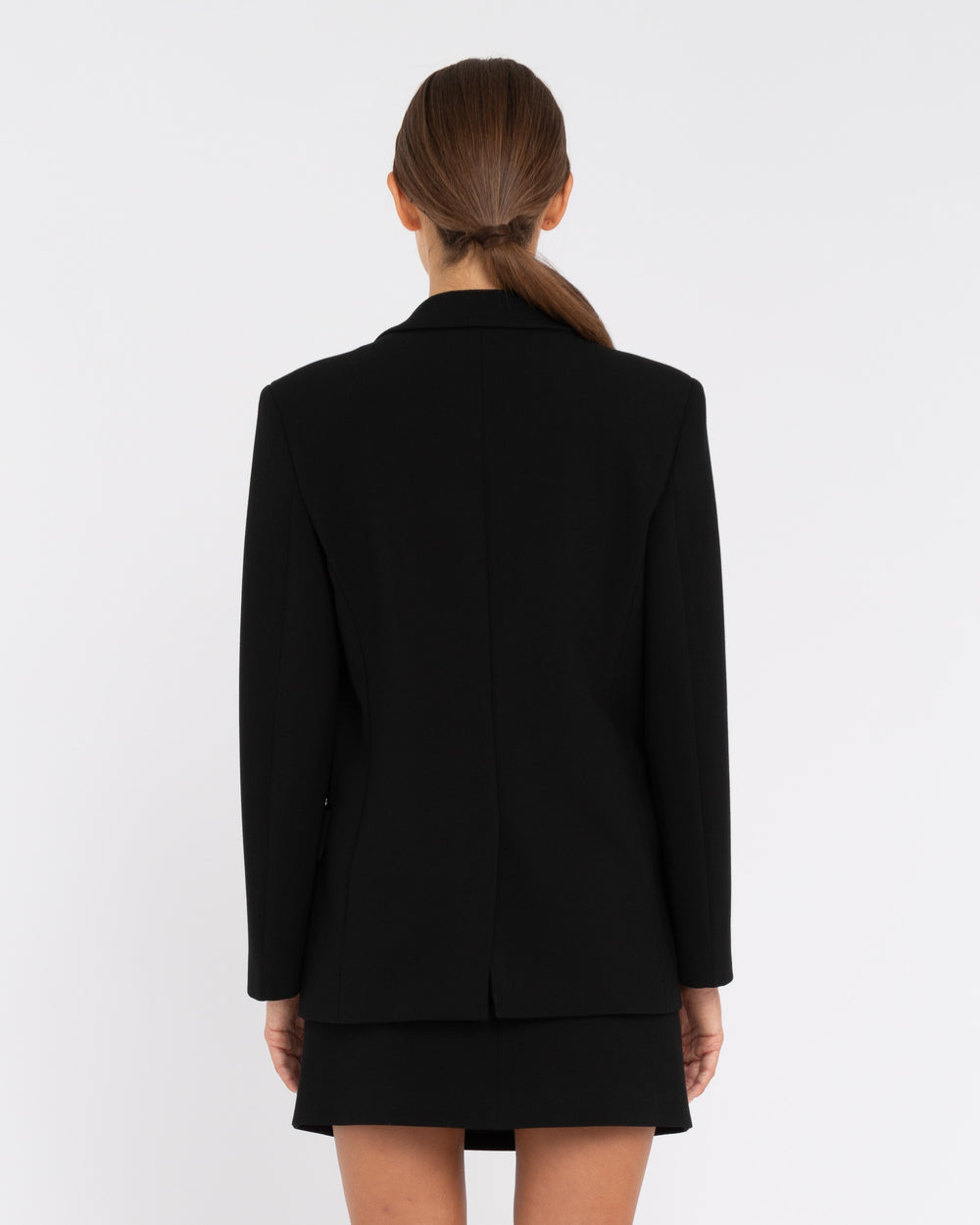 black stretch viscose blend blazer