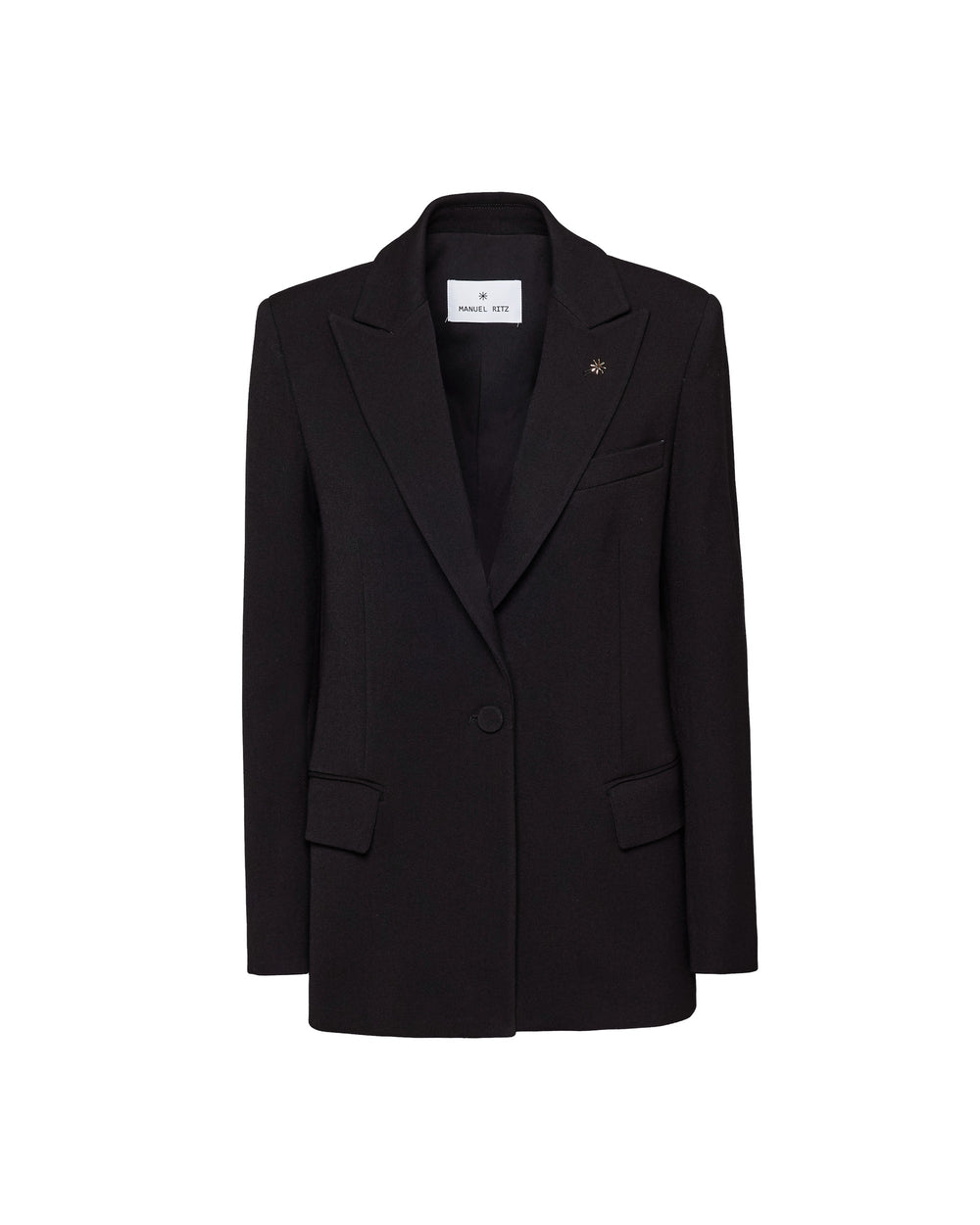 black stretch viscose blend blazer