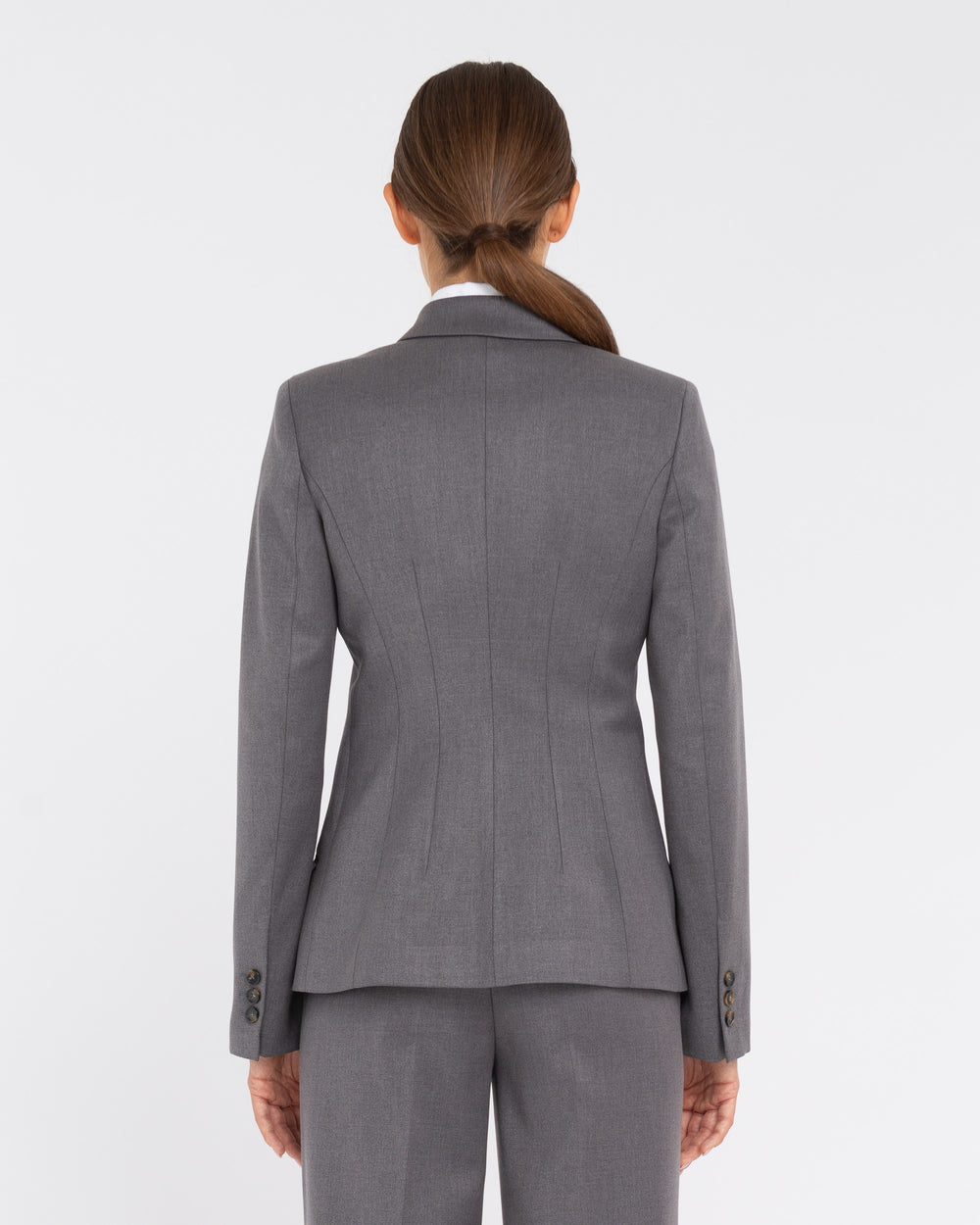 gray stretch viscose blend double-breasted blazer