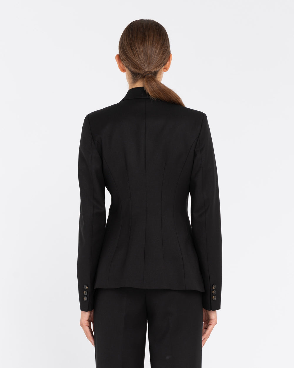 black stretch viscose blend double-breasted blazer