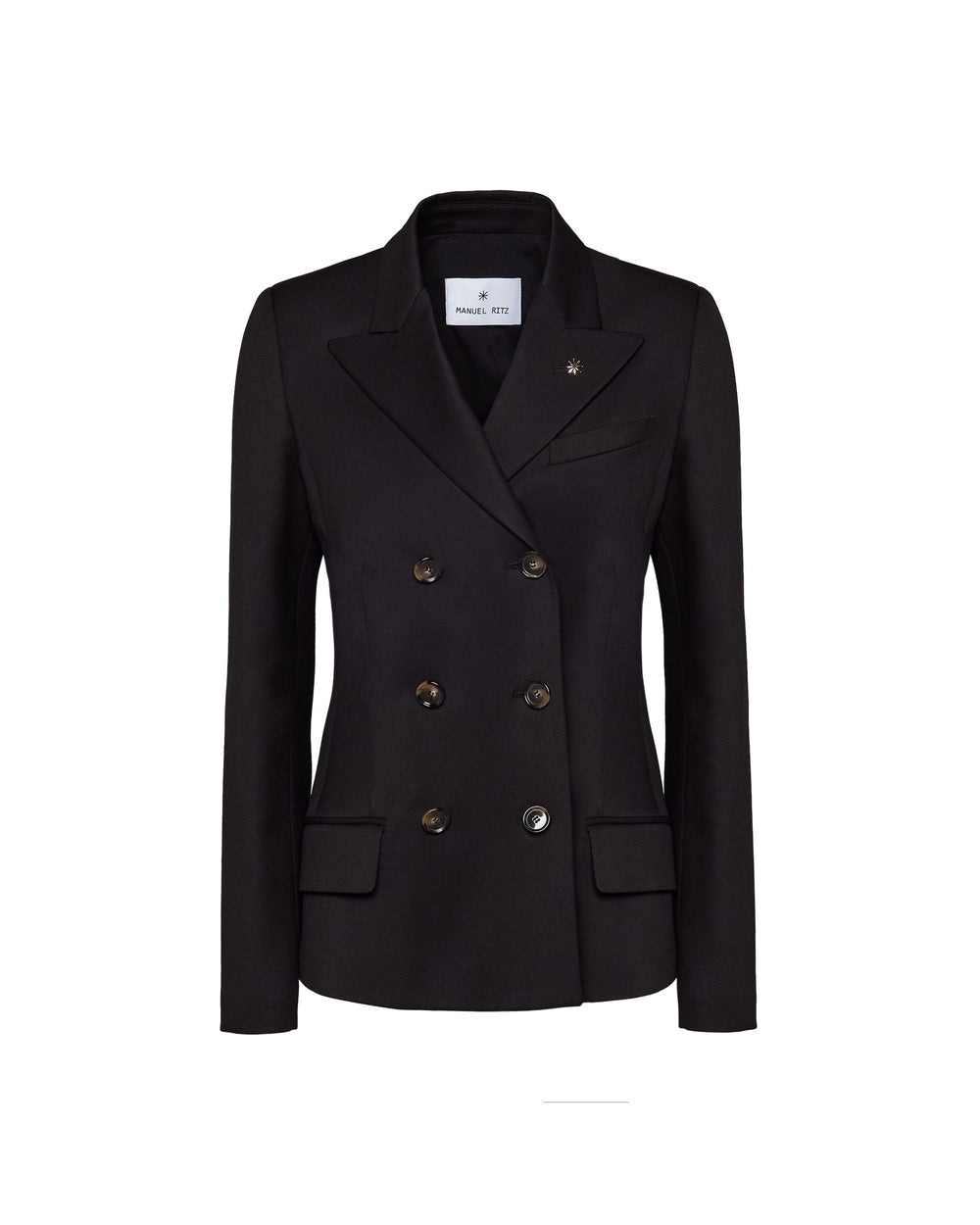 black stretch viscose blend double-breasted blazer