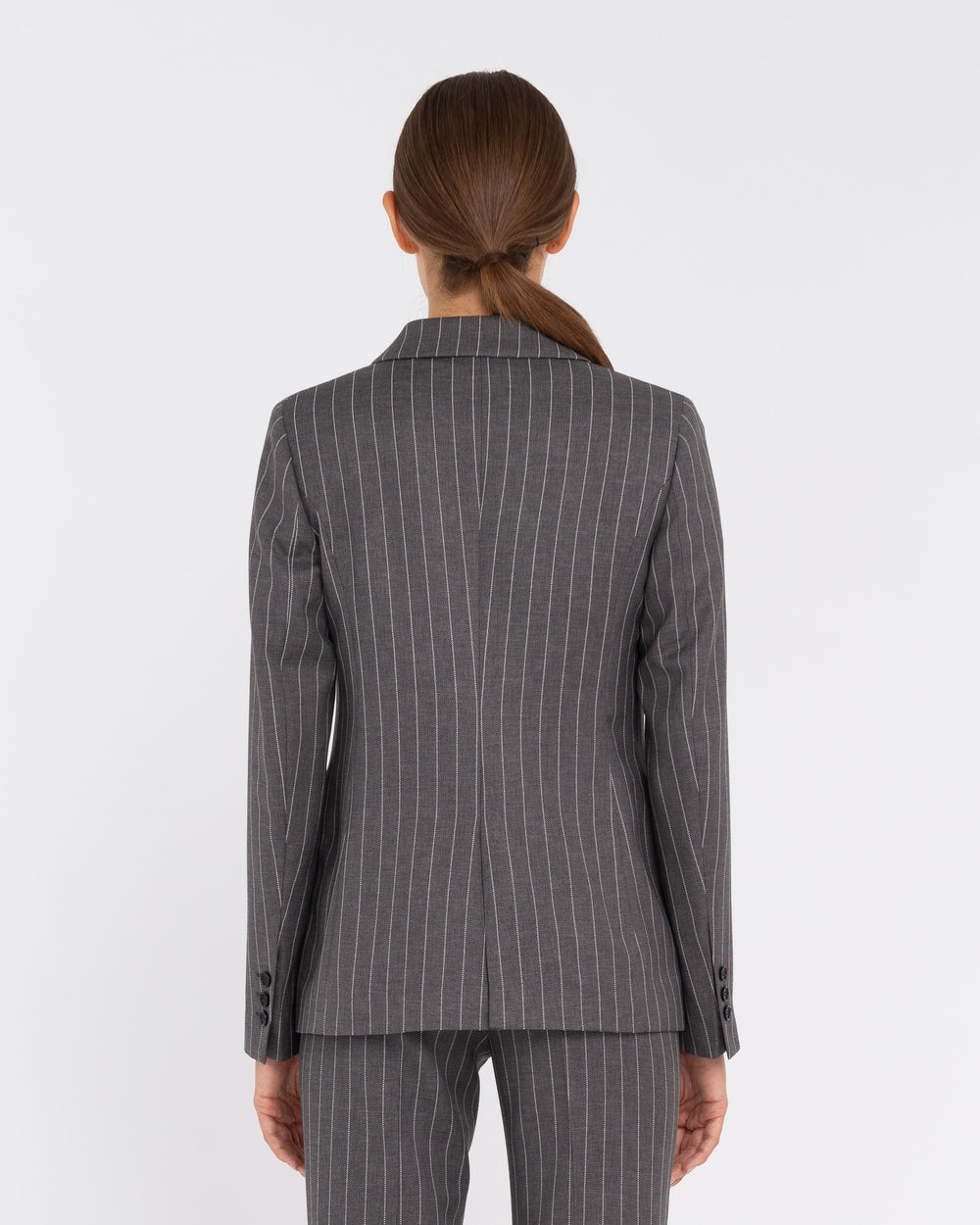 gray double-breasted viscose blend striped blazer