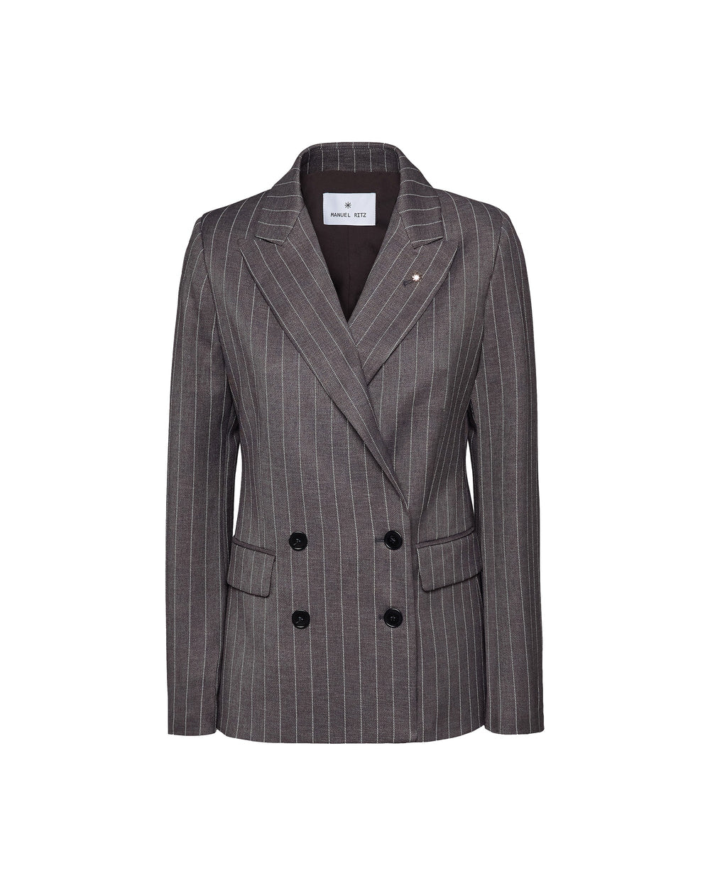 gray double-breasted viscose blend striped blazer