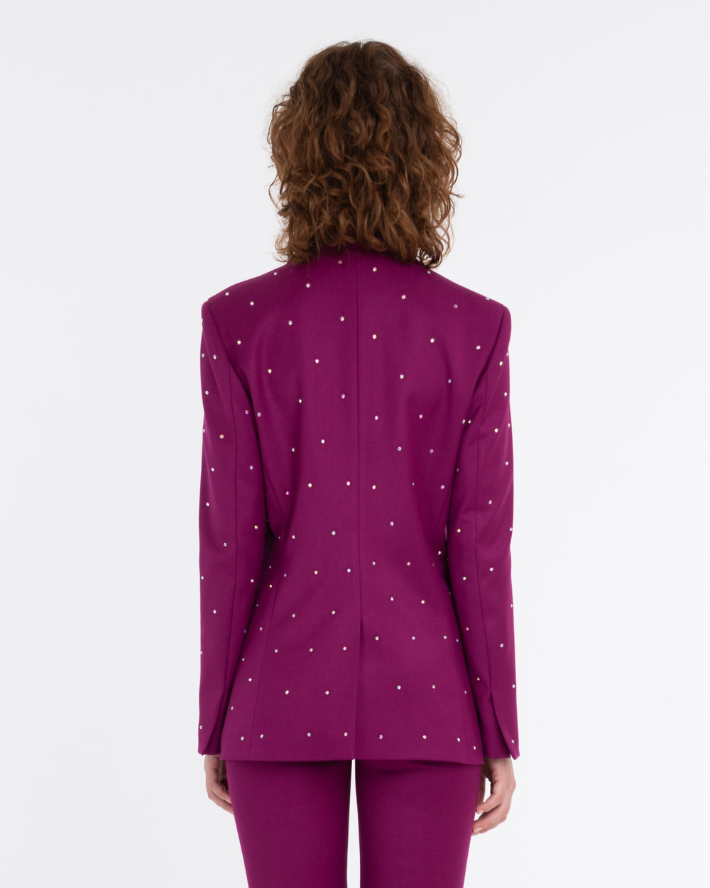 violet stretch poly-viscose appliqué blazer