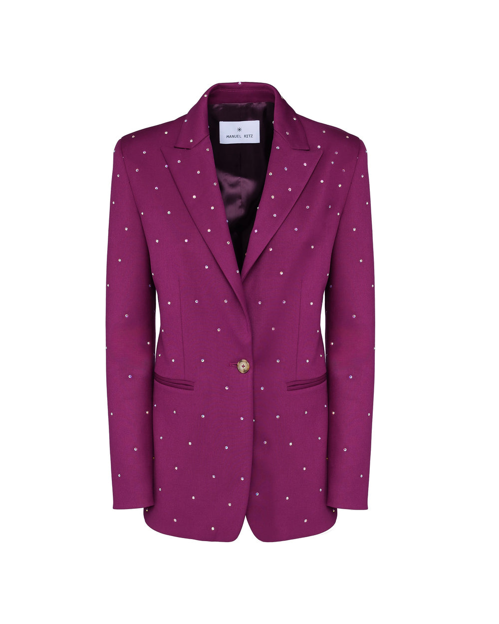 violet stretch poly-viscose appliqué blazer