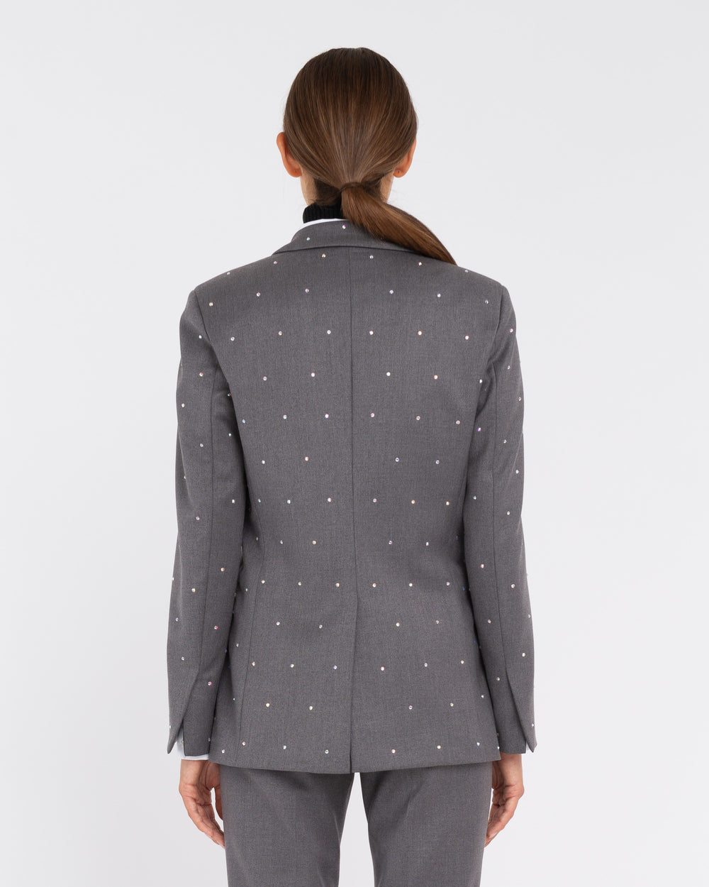 gray stretch poly-viscose appliqué blazer