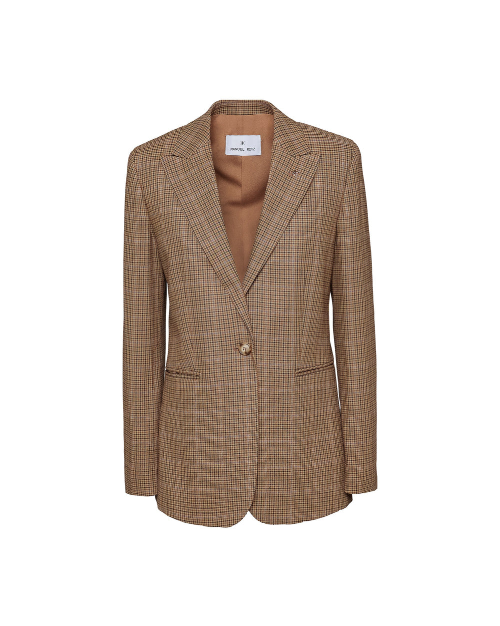 beige viscose-blend pied de poule blazer