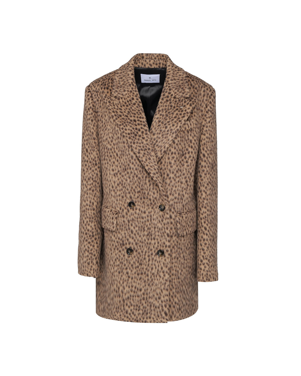 brown double-breasted animalier jacket