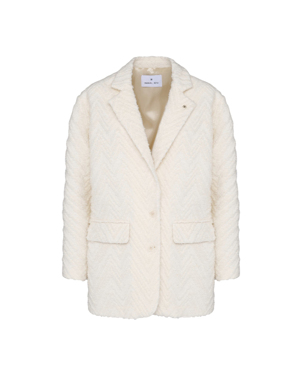 white wool blend 3d chevron jacket