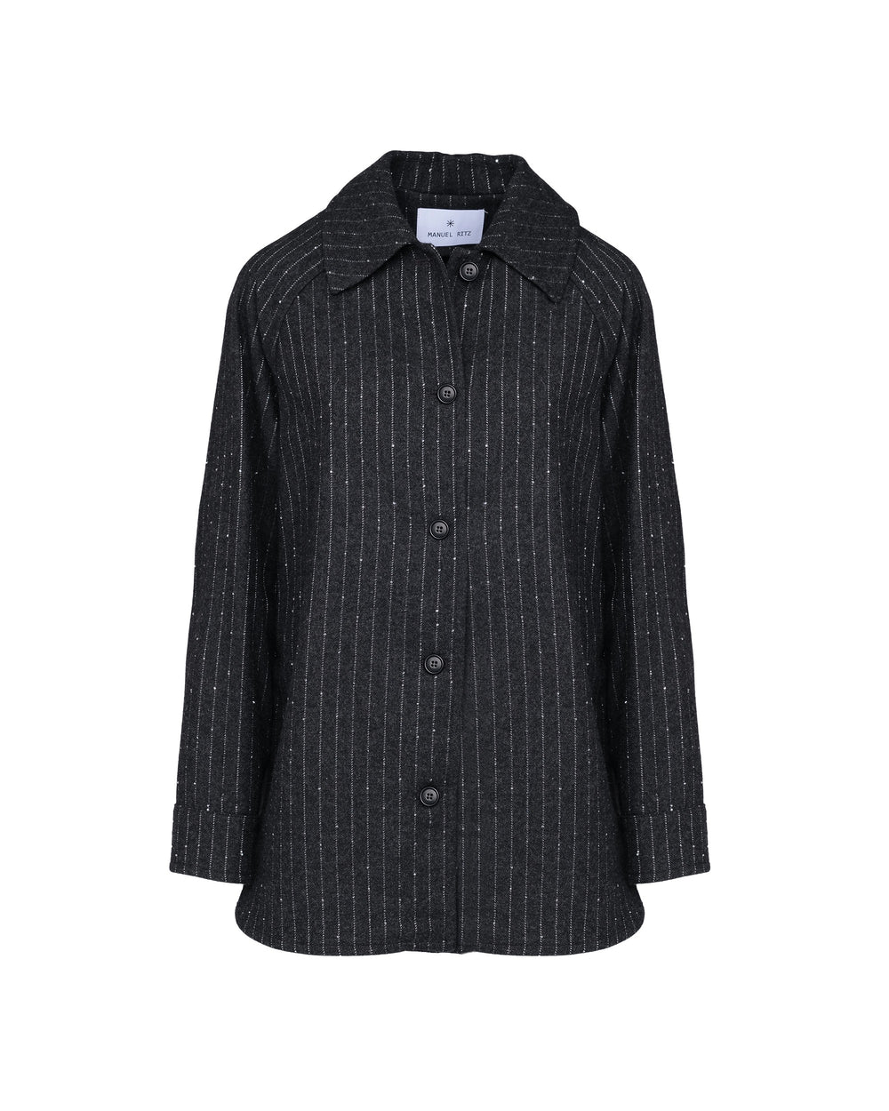 gray micro sequin pinstripe overshirt