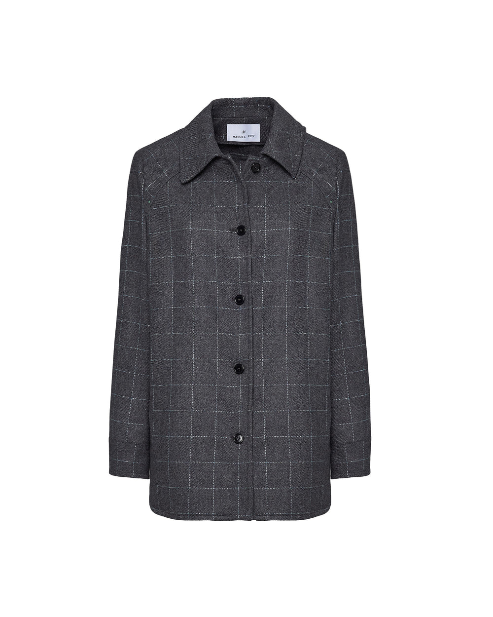 gray check overshirt with lurex thread