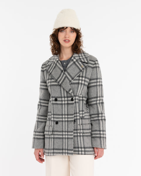 gray macro check wool blend peacoat