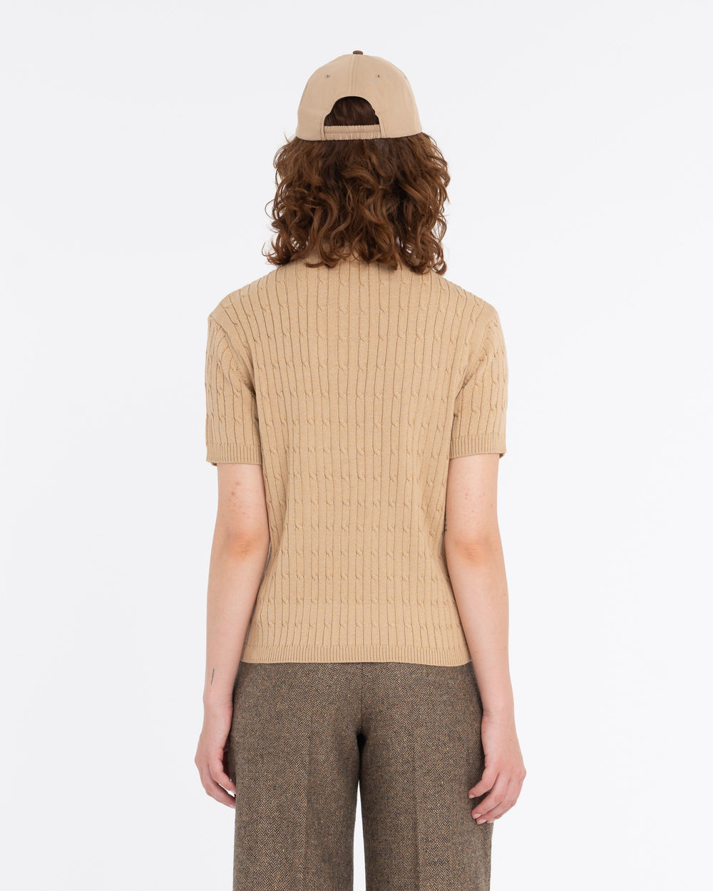 beige braided knit t-shirt