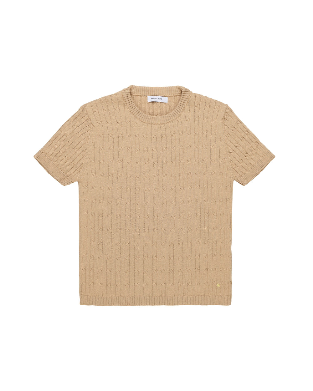 beige braided knit t-shirt