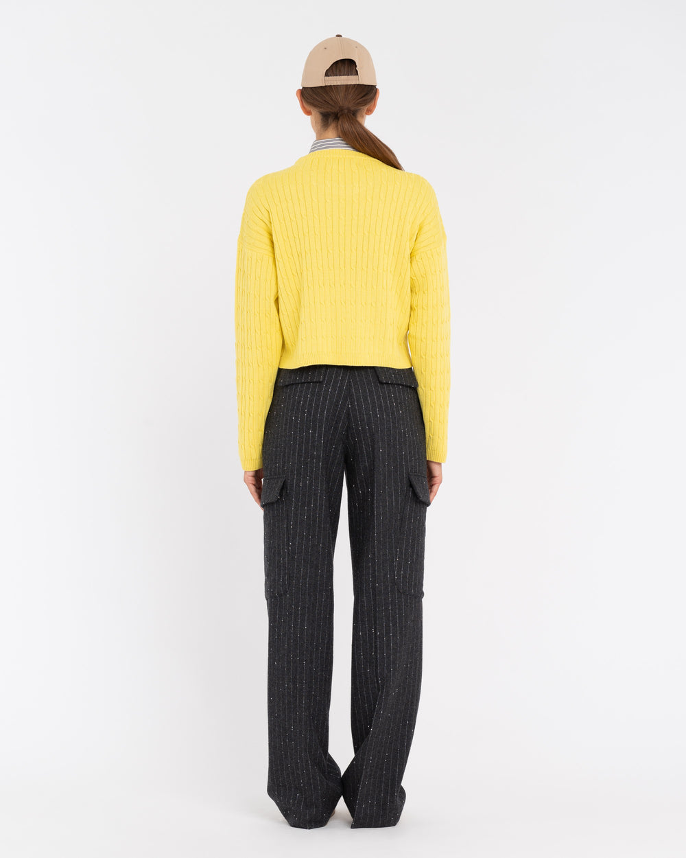 yellow plaited cropped jersey