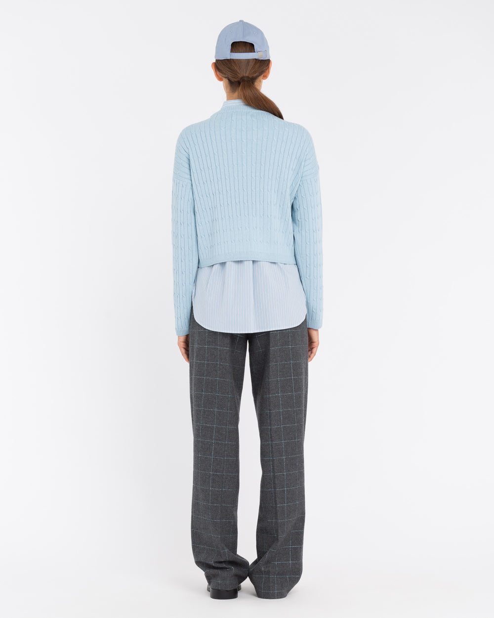 sky blue plaited cropped jersey