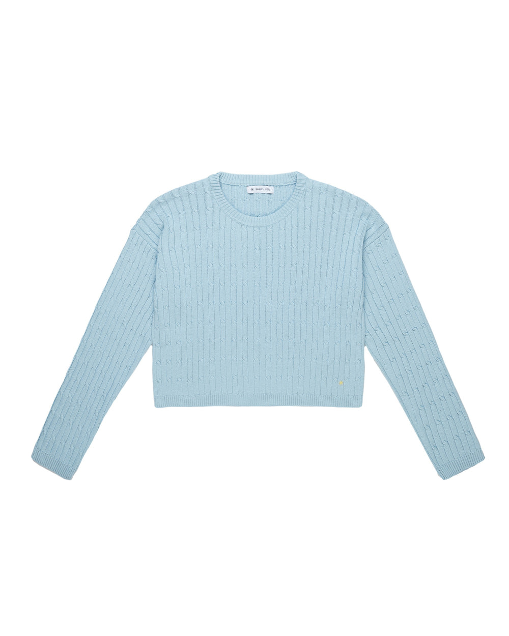 sky blue plaited cropped jersey