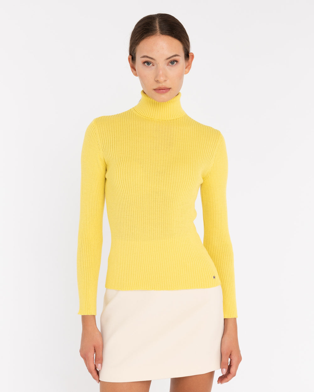 yellow turtleneck sweater