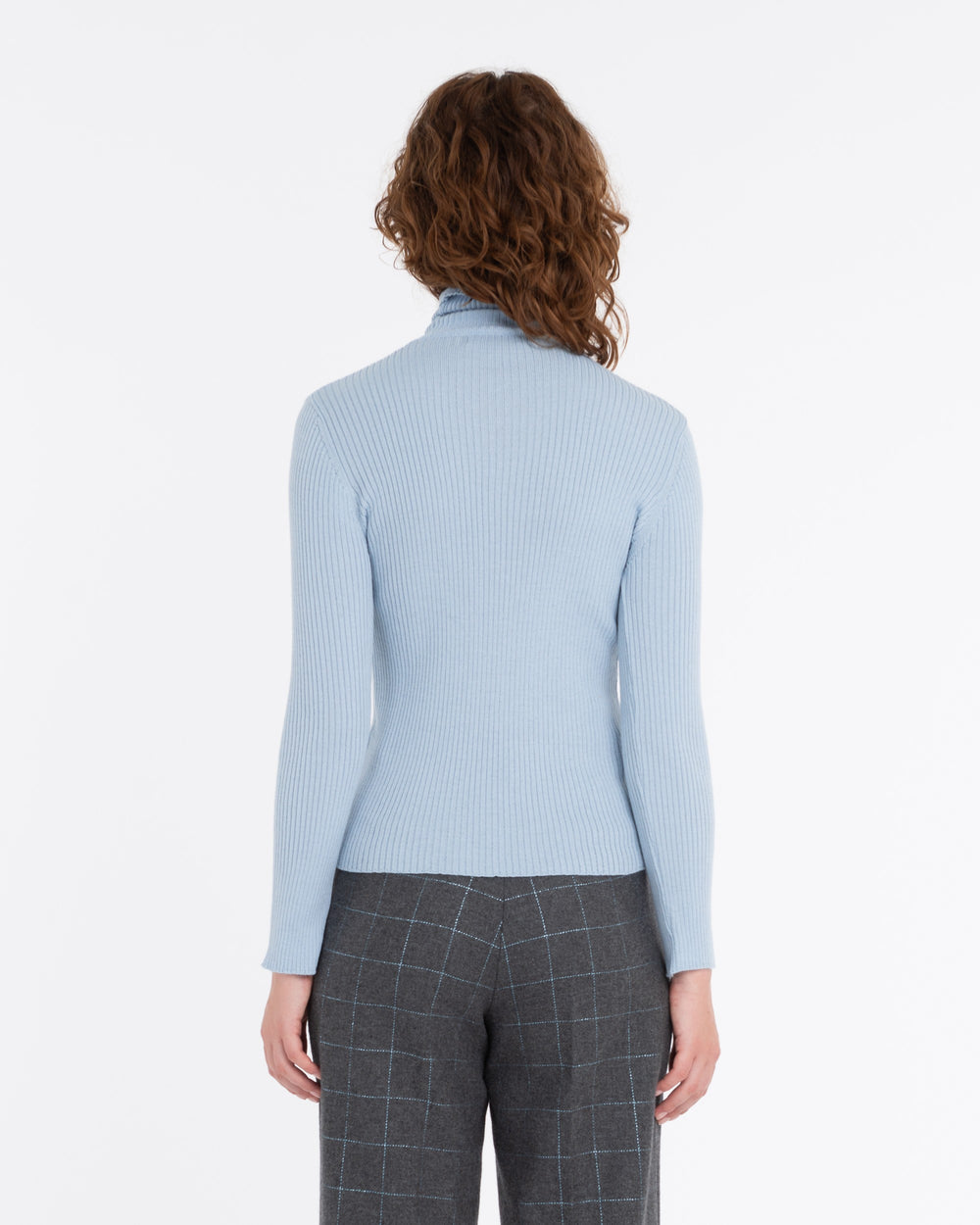 sky blue turtleneck sweater