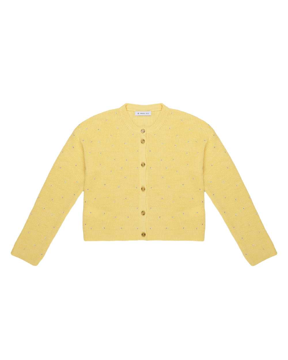 yellow english rib cardigan with appliqués