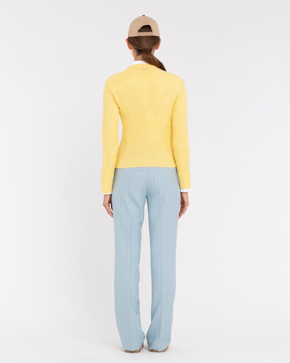 yellow english rib knit with appliqués