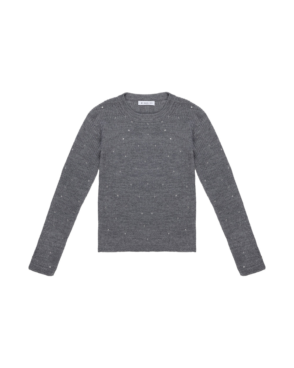 gray english rib knit with appliqués