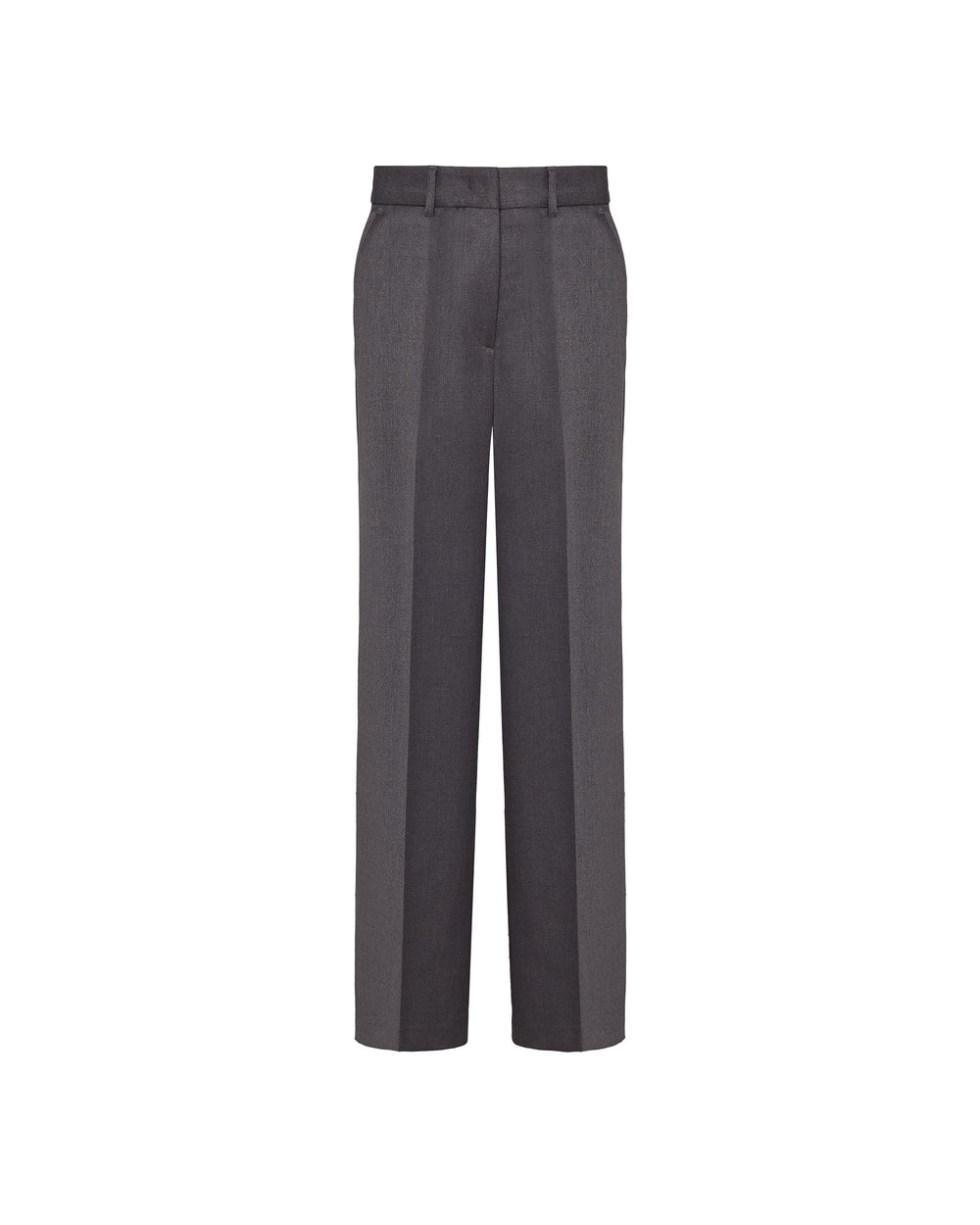 gray straight poly viscose stretch trousers