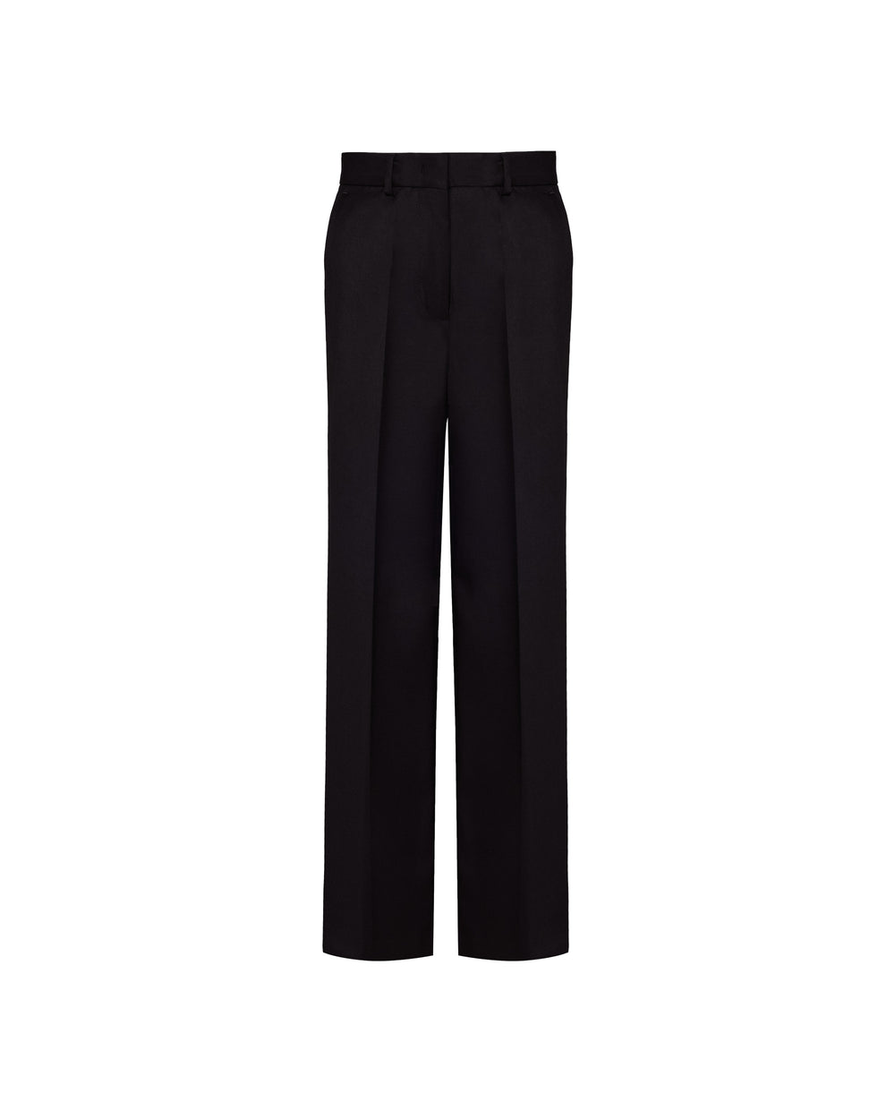 black straight poly viscose stretch trousers